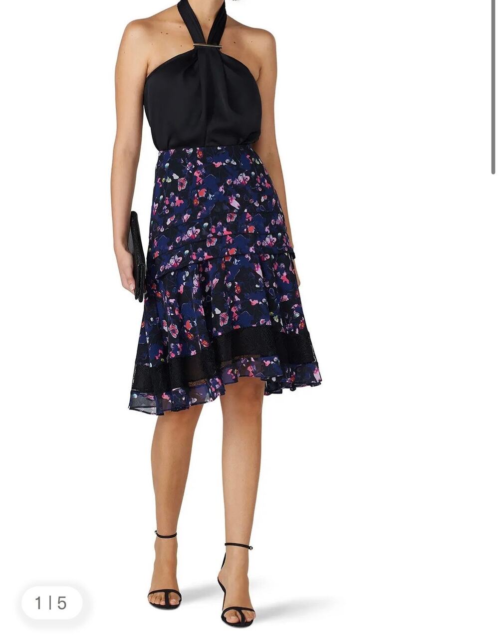 JASON WU Collective Multicolor Floral Print Tiered Layered Skirt Size 8